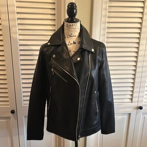 Women's Black Faux Leather Moto Jacket
